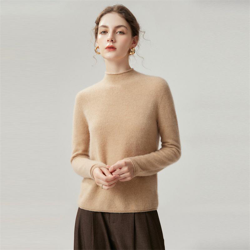 Lekasha Women's Cashmere Rolled Hem Turtleneck Sweater