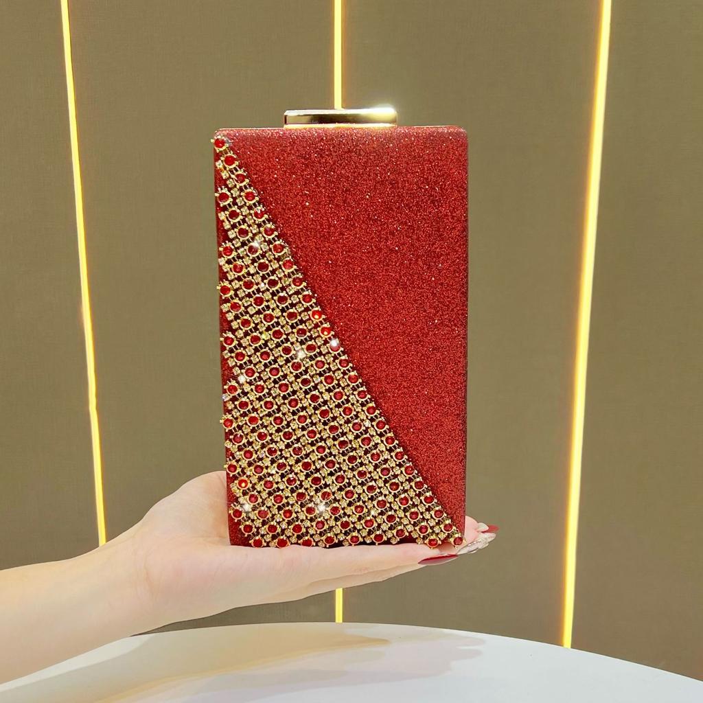Evening Party Diamond-encrusted Ladies' Handbag, Small Square Bag, Shoulder Bag, Mobile Phone Bag