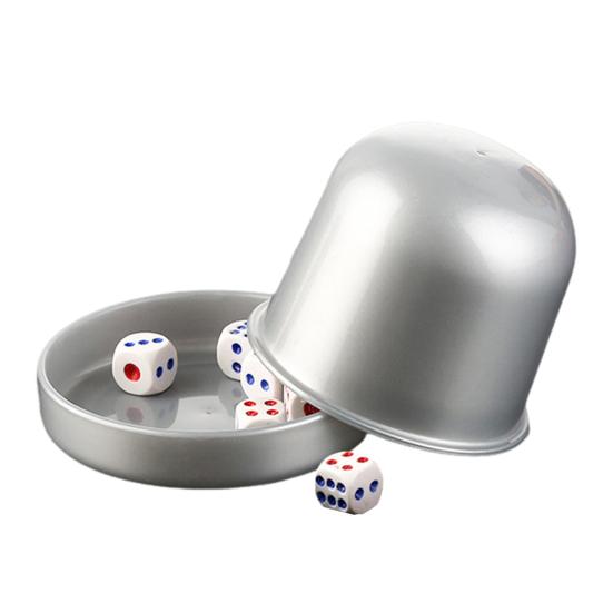 

1 набор стаканов для игральных костей с основанием 6 игральных костей ручной шейкер повышенной прочности серый