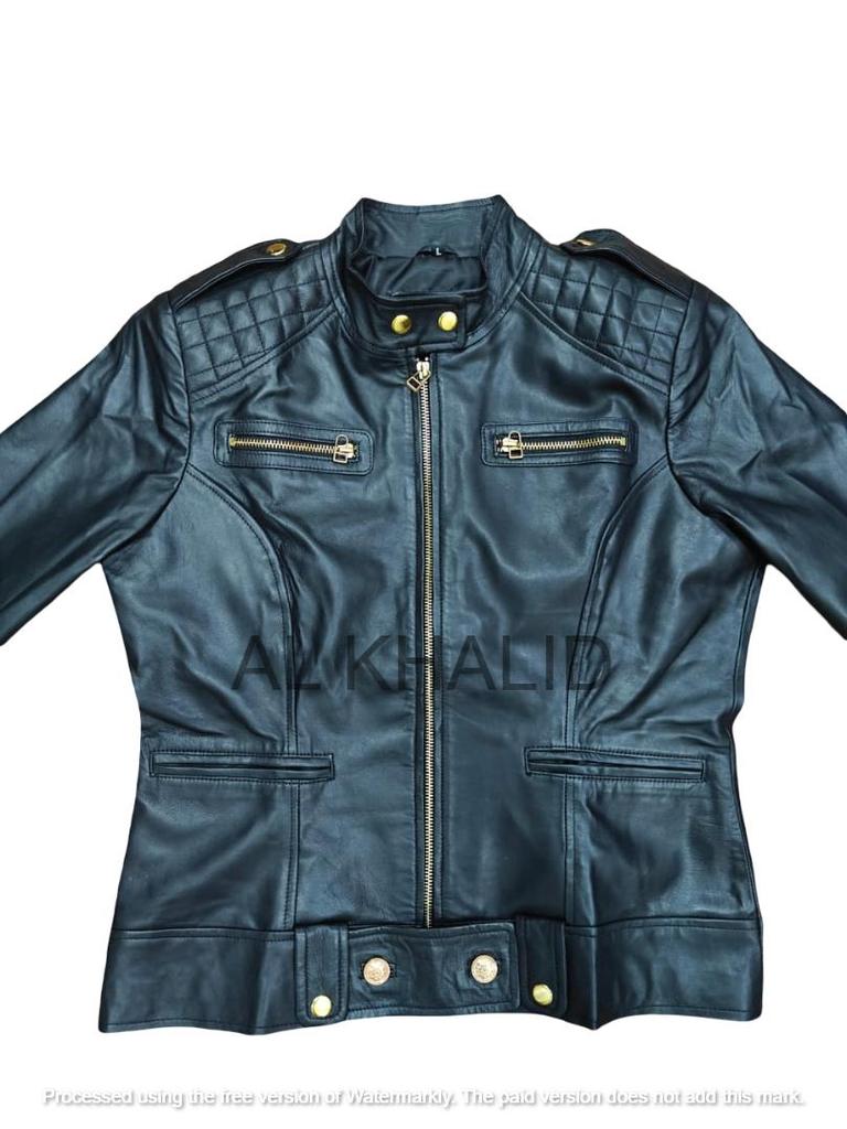 Chaqueta de Mujer de Piel de Cordero Genuina Cuero Negro Hecha a Mano Elegante Biker Motocicleta