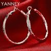 925 Sterling Silver 40MM Fine Round Hoop Earrings for Women Charm Engagement Wedding Party Fashion Jewelry Accessories