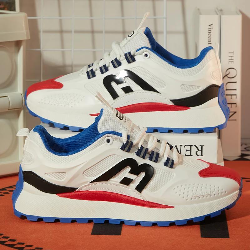 

Кросівки повсякденні чоловіки дизайнерські ретро кросівки для бігу мода мікрофібра шкіра сітка дихаюча висота збільшення плоскі туфлі на платформі 39