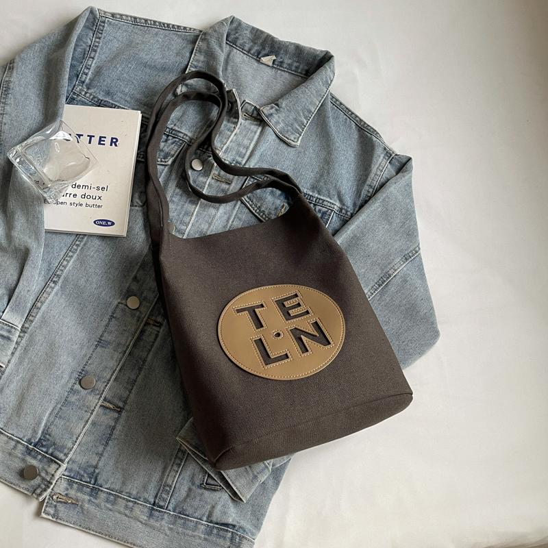 Color Block Shoulder Bag Large Capacity Women's Letter Tote Bag Student Class Underarm Bag