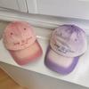 Gradual change color letter embroidery baseball cap women's wide brim enlarged and deepened soft top hat big head circumference show face small hat