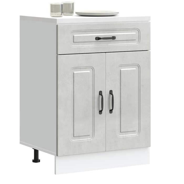 VidaXL Kitchen Cabinet Kalmar Concrete Grey Engineered Wood, Base Cabinet for Sink, Base Kitchen Cabinet with Drawer, Furniture 853491