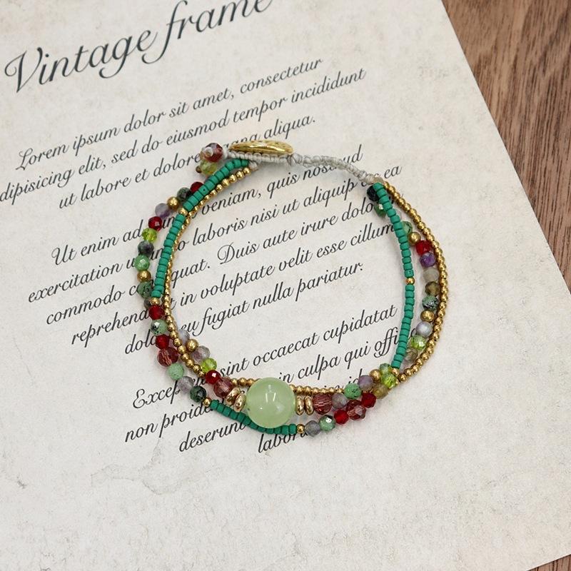 Niche design hand-woven natural stone crystal bracelet wind bohemian color bracelet bracelet bracelet rope accessories