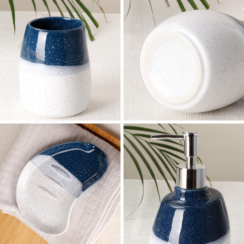 Dispenser sapone Set da bagno in ceramica, set da bagno a quattro pezzi, bicchiere per collutorio, flacone per igienizzante mani, set da bagno per hotel