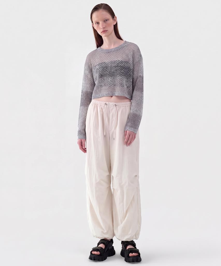 CUTZ Tone Mix Crop Mesh Pullover