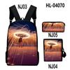 Iconic Distinctive Black Rock Shooter 3D Design 3pcs/Set Learner Bags Everyday Laptop Everyday Backpack Sling Carry Tote Pencil Pouch