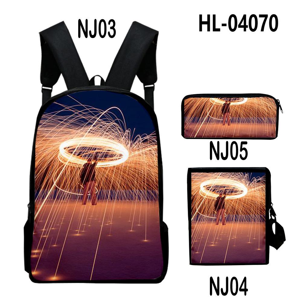 Iconic Distinctive Black Rock Shooter 3D Design 3pcs/Set Learner Bags Everyday Laptop Everyday Backpack Sling Carry Tote Pencil Pouch