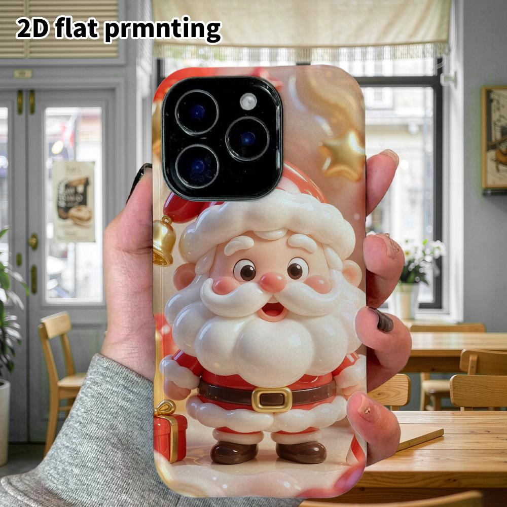 Phone Case: 2D Flat Design Suitable for iPhone 18 17 16 15 14 13 Pro Protective Case, Cartoon Santa Claus, Perfect Christmas and Halloween Holiday Gif