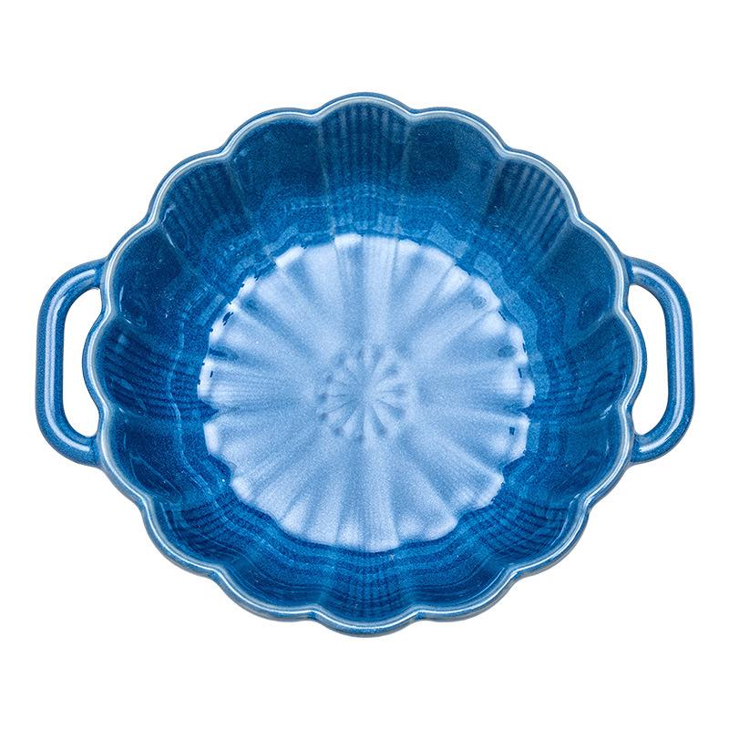 Ceramic Bowl Petal Edge Binaural Bowl Large Bowl Salad Bowl Household Large Soup Bowl High Value Tableware Portable Bowl