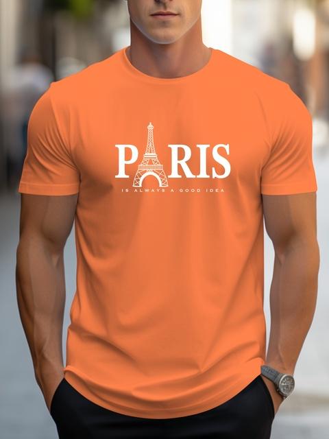 Tricou pentru bărbați de vară, mânecă scurtă, imprimeu cu model Paris, ocazional, cu gâtul O, pulover supradimensionat, îmbrăcăminte de stradă, îmbrăcăminte pentru bărbați, tricouri
