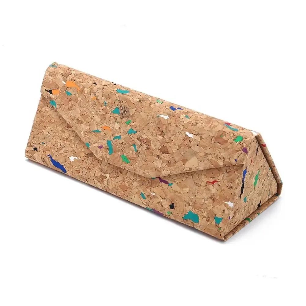 Portable Foldable Triangle Sunglasses Box Solid Color PU Leather Waterproof Glasses Case Women Men Eyewear Protective Case