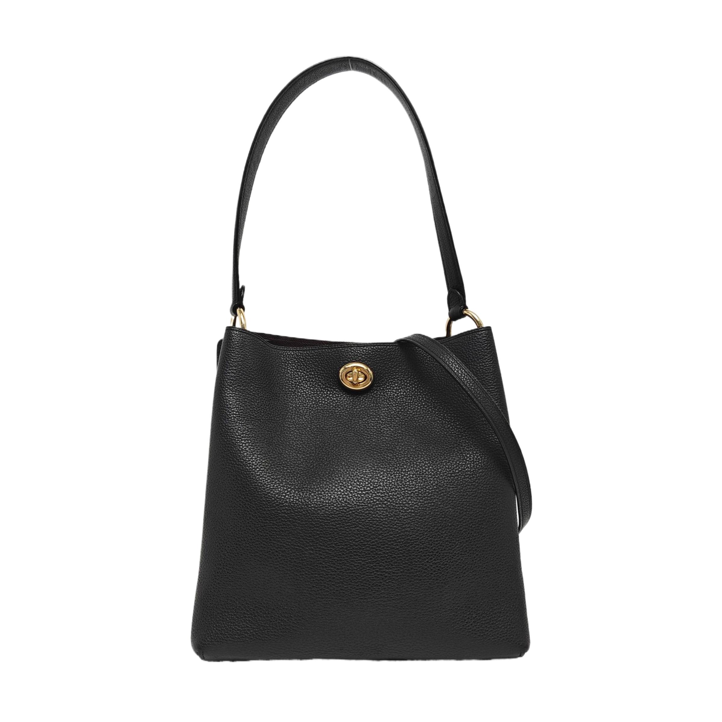 [Pre-Owned] Charlie 26 Solid Color Magnetic Closure Leather Bucket Bag - Very Good #JSOYLD ONE SIZE