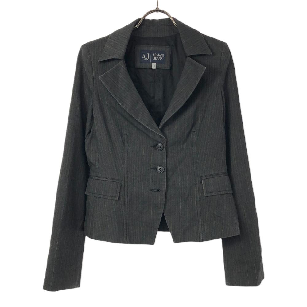 

ARMANI JEANS полосатый приталенный пиджак 34 Серый Женский Б/У
