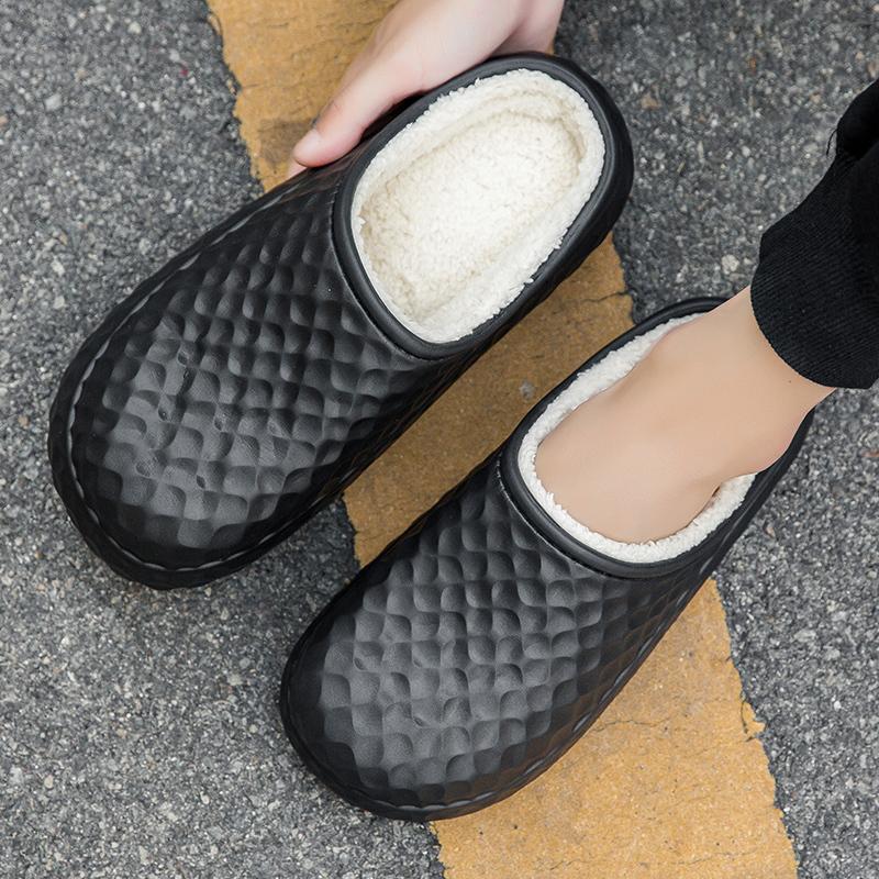Men Warm Winter Cotton Shoes Women Warm Fur Home Slippers EVA Non-Slip Plush Slippers Indoor Couple Thick Sole Footwear Slides