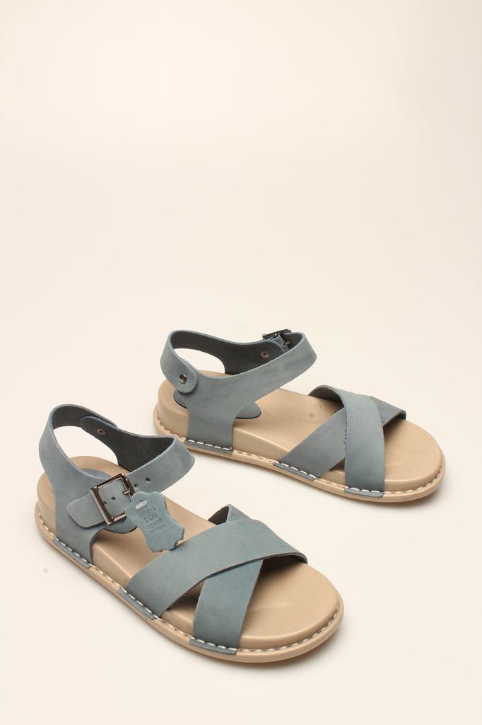 Women's Fashion Sandals P Blue Nubuck Genuine Leather Sandals