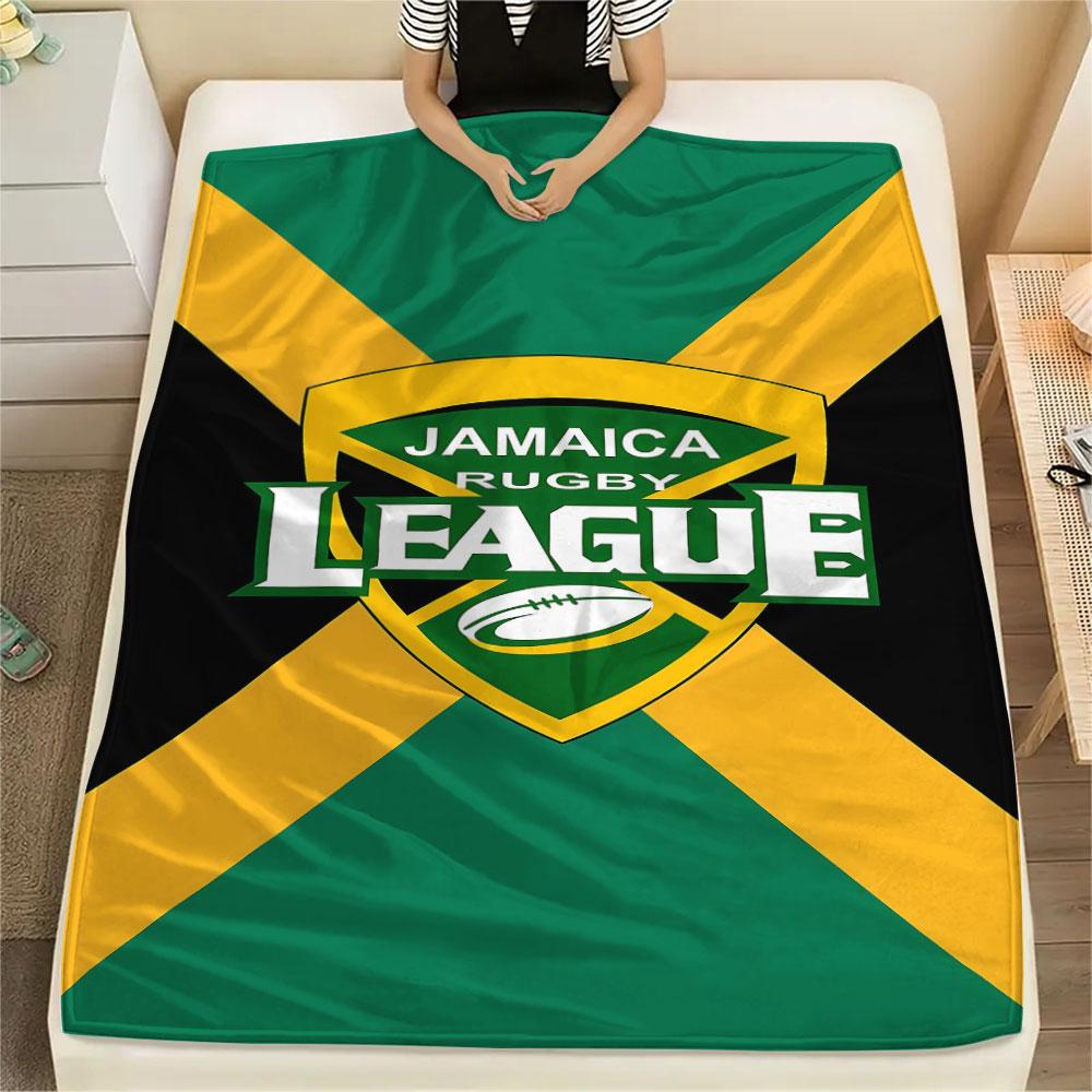 1PC Jamaica Rugby League Patterned Flannel Blanket Suitable For All Seasons for Home Decor Warmth and Comfort Gifts Holiday Present