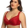 Women Full Cup Plus Size Bra Sexy Bow 3 Hooks Bras Breathable and Comfortable Lace with Wire Brassiere D E Cup