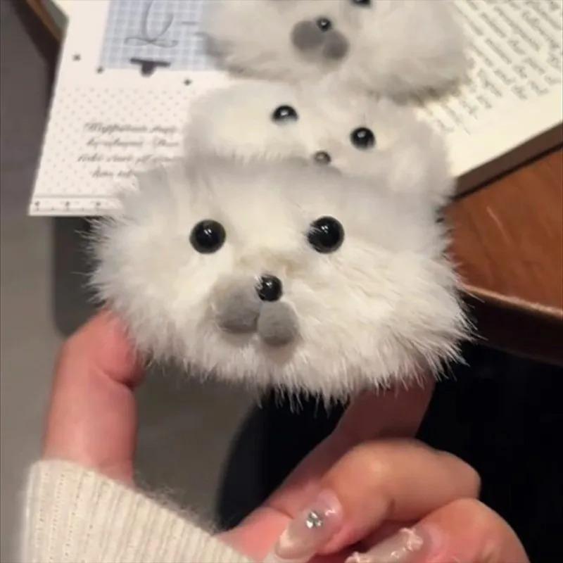2pcs Cartoon Plush Little Seal Hair Clip Sweet Cute White Hairpin Fashion Versatile Autumn Winter Pet Barrettes Hair Accessories