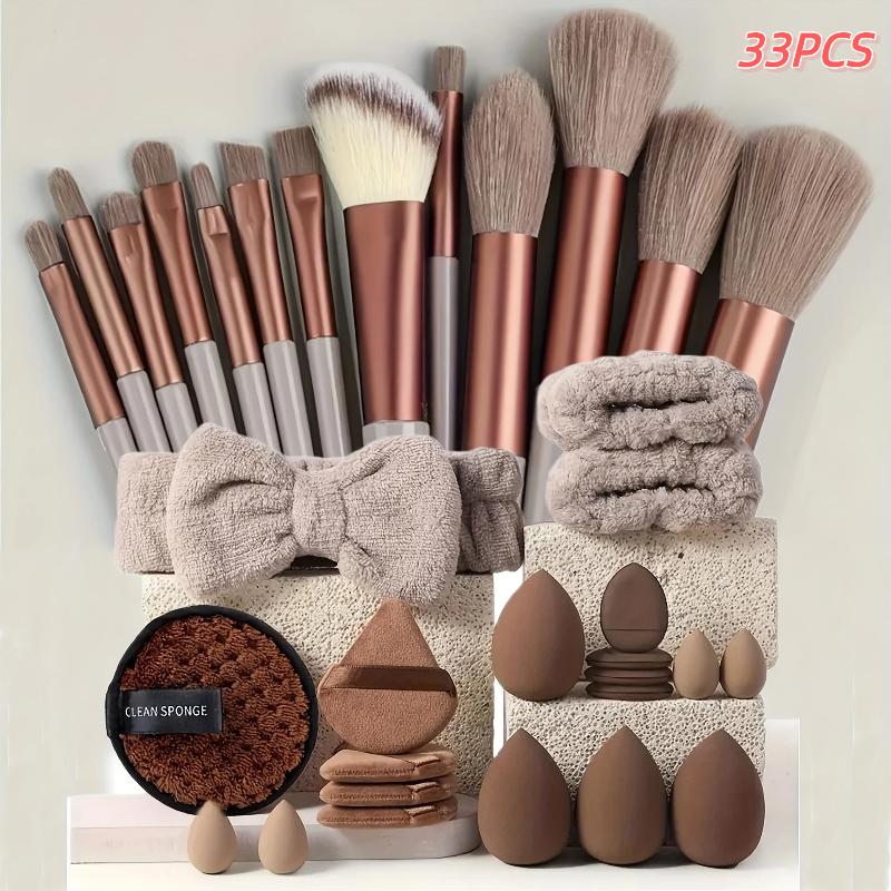 20/33Pcs Beauty Set Makeup Tool Kit Makeup Puff/Makeup Brush/Beauty Sponge For Makeup Application And Removal Of Makeup Full Set