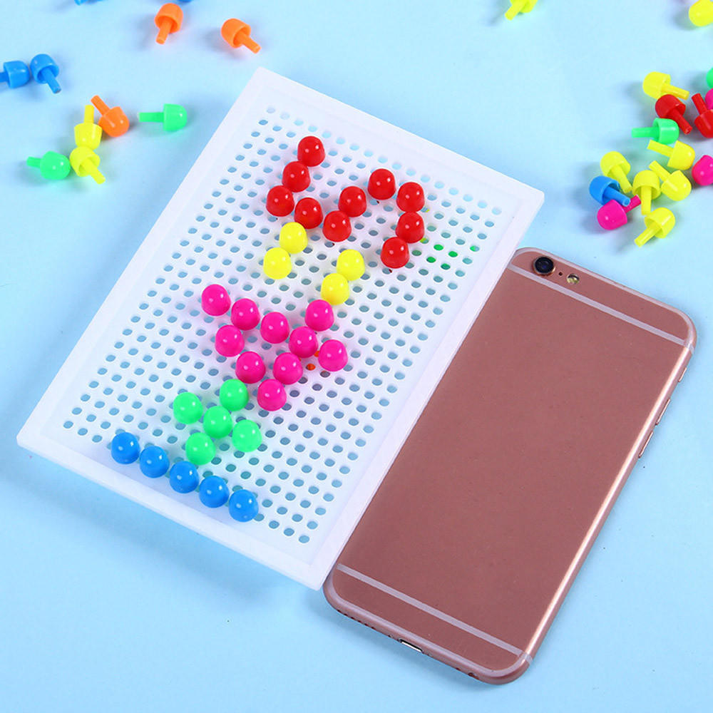 Buy Montessori Puzzle Peg Board 96 Mushroom Nails Kids Educational