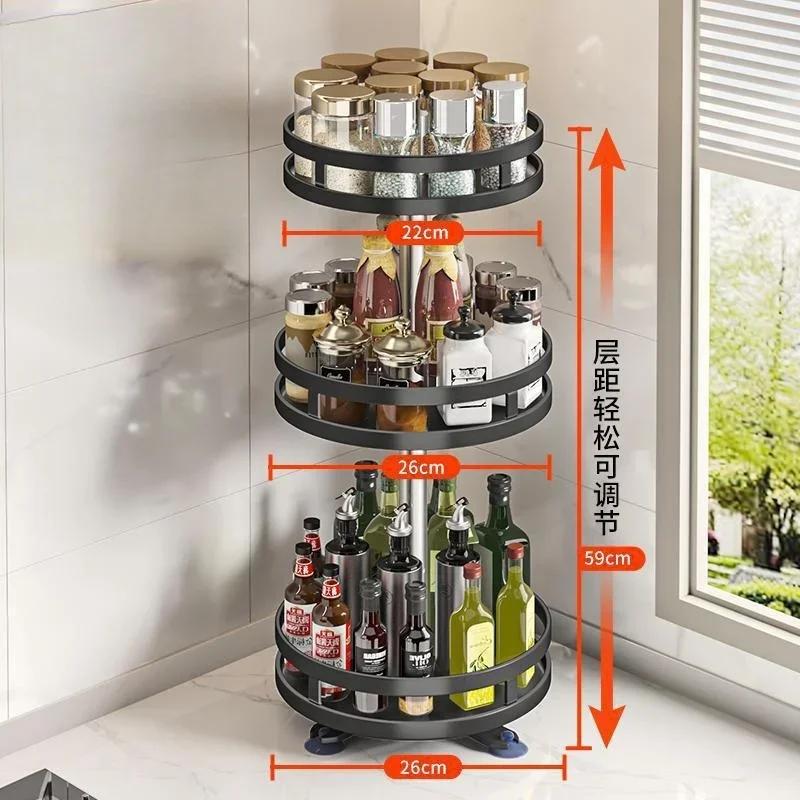 Kohlenstoffstahl 360° Drehbar Gewürzregal Anti-Rutsch Aufbewahrungsschale Organizer Für Gewürze Gewürzgläser Dosen Küchenzubehör Zubehör