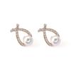 Pearl Teardrop Stud Earrings Sparkling Pave Setting Jewelry