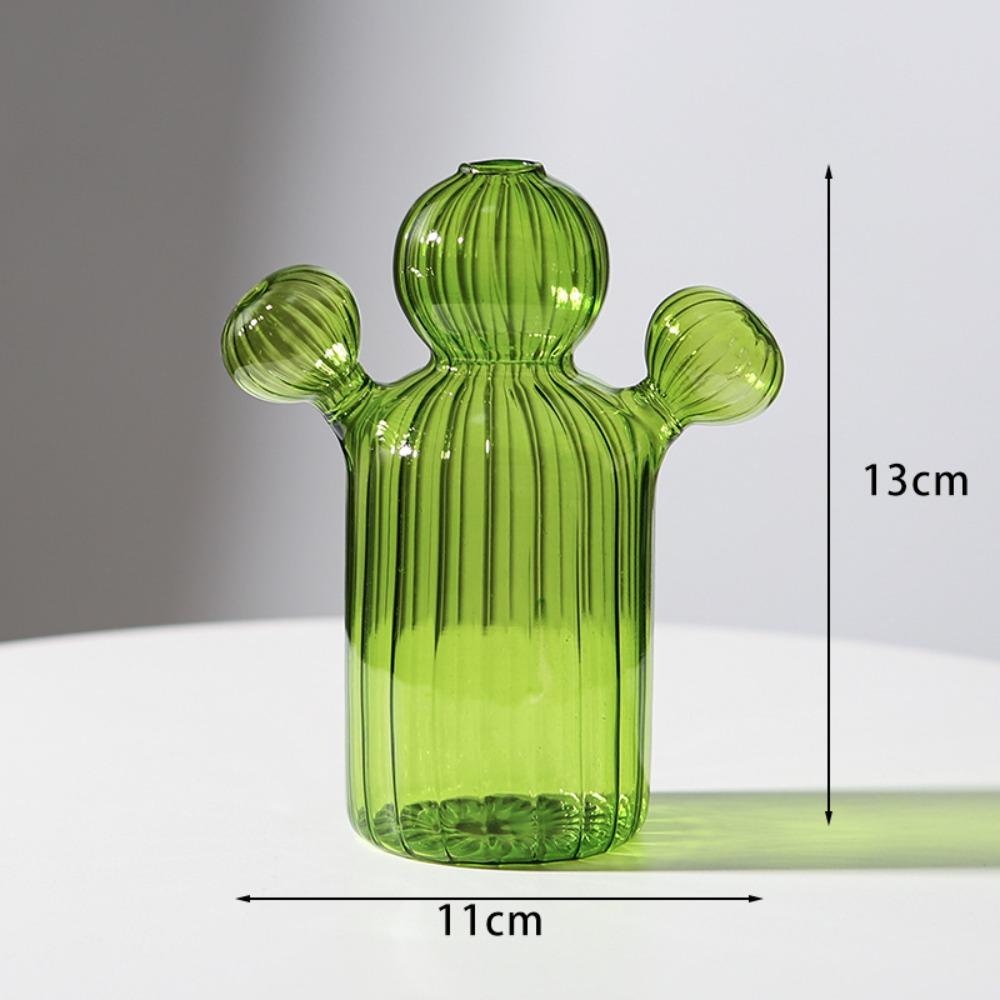 Creative Cactus Glass Vase Plant Hydroponic Flower Pot Desktop Decorative Item Simple Living Room and Bedroom Decorative Item