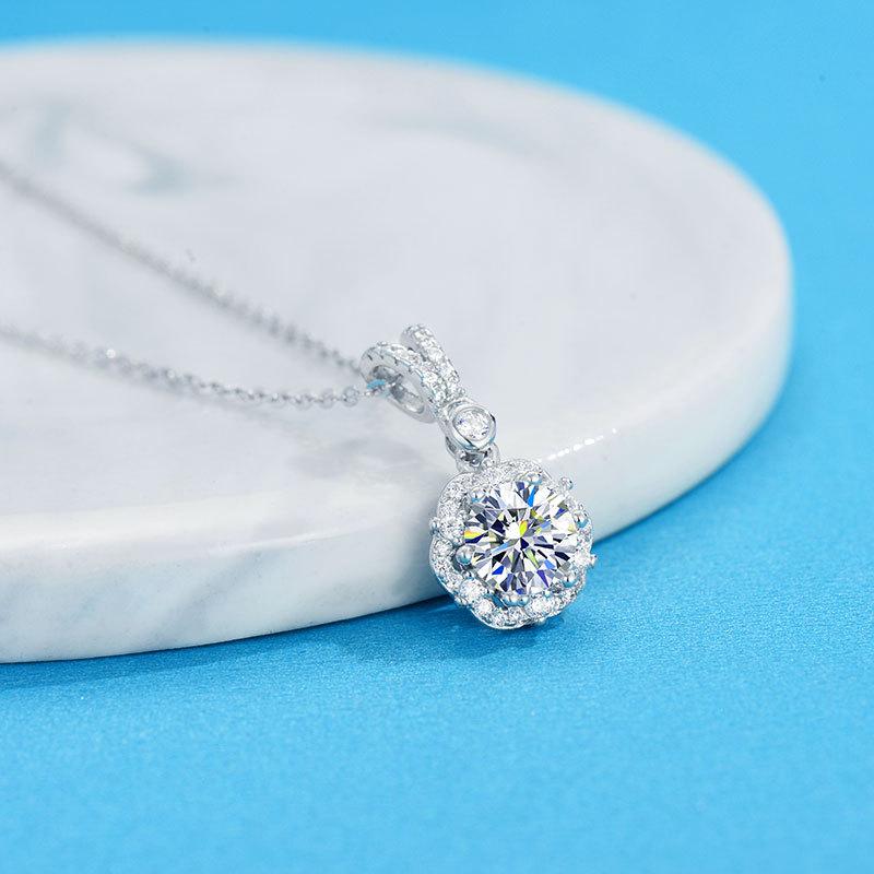 Moissanite Tennis Necklace for Woman Wedding Jewely with Certificate  Sterling Sliver Plated White Gold Necklace