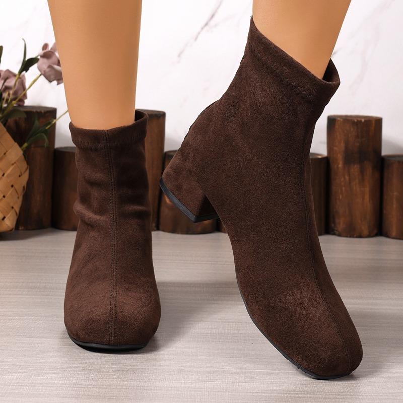 Mid Heels Women Suede Ankle Boots Winter Fashion Chunky Shoes for Woman 2025 New Elegant Shoes Snow Chelsea Short Boots De Mujer
