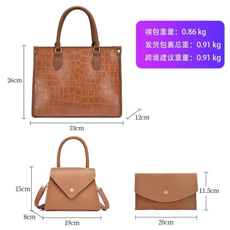 New fashionable and atmospheric portable shoulder brand messenger women's bag high-end large-capacity stone pattern bag yellow