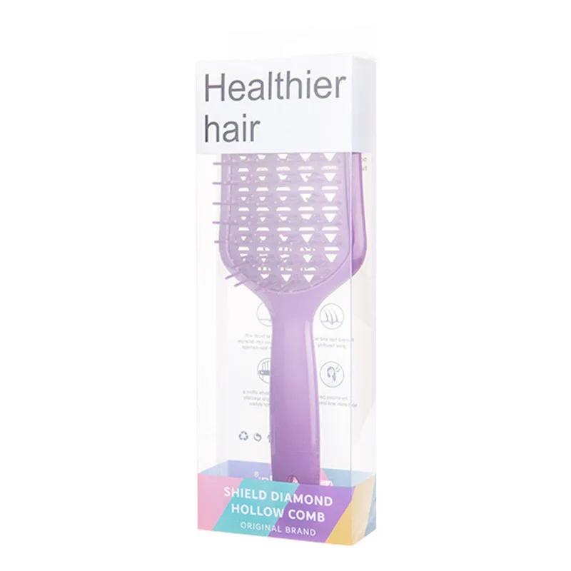 

9-рядная расческа для распутывания волос Denman Detangler Hairbrush Scalp Massager Straight Curly Wet Removable DIY Hair Comb Brush фиолетовый