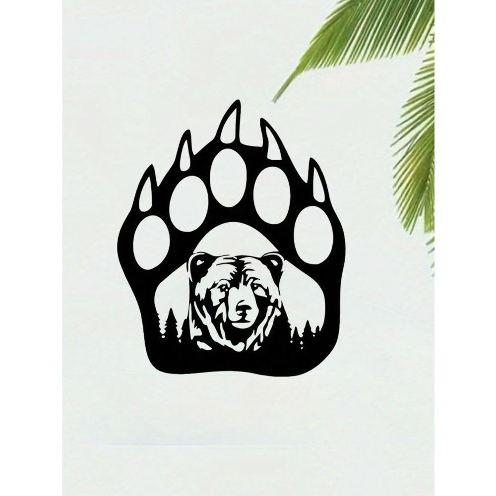 Black Metal Bear and Paw Wall Art, Home Decor, Living Room Gift