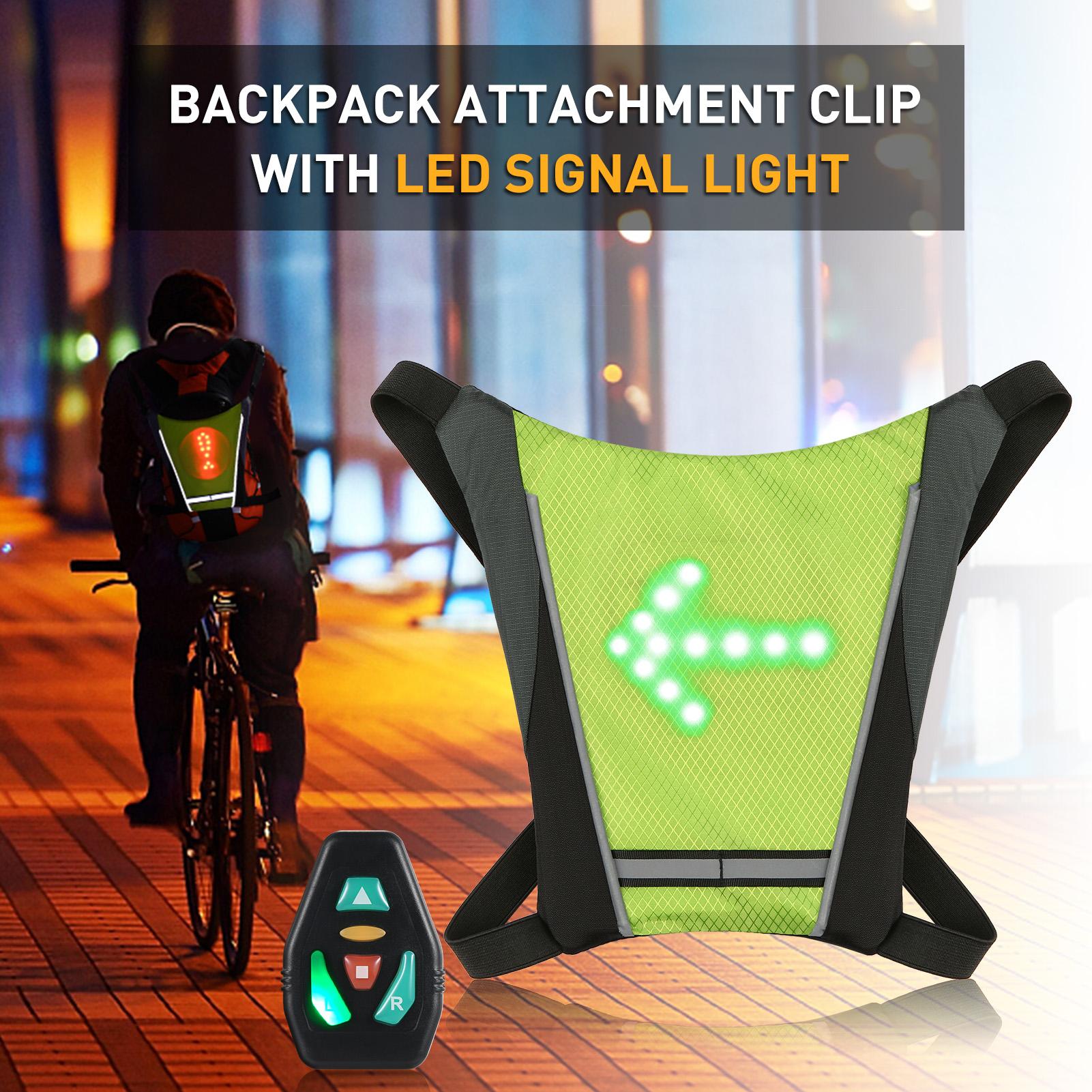 LED Turn Signal Bike Pack USB Rechargeable Reflective Backpack Attachment Clip with Remote Control LED Backpack with giallo