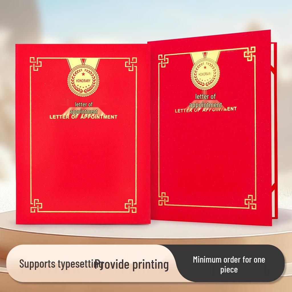 Pearlescent A4 Appointment Letter Cover with Hot Stamping and Protective 12K Inner Sleeve
