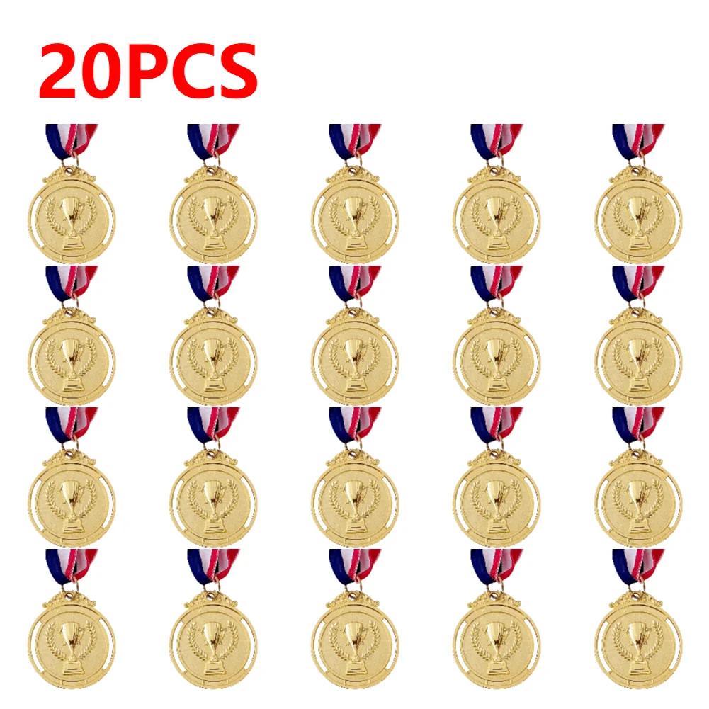 50PCS Médailles d'Award Or Argent Bronze Rondes avec Ruban pour le Cou 2 Pouces Médailles Récompense Vainqueur Compétition de Football Prix