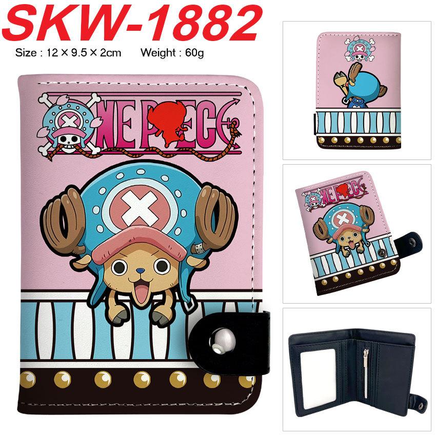 One Piece Anime Druckknopf Geldbörse Vertikaler Kartenhalter Münzbörse für Schüler Männer Frauen