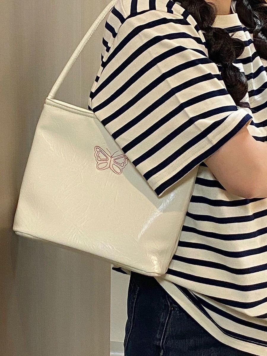 Fashion Embroidery High Elastic Waterproof Pu Leather Versatile Casual Underarm Shoulder Women S Bag