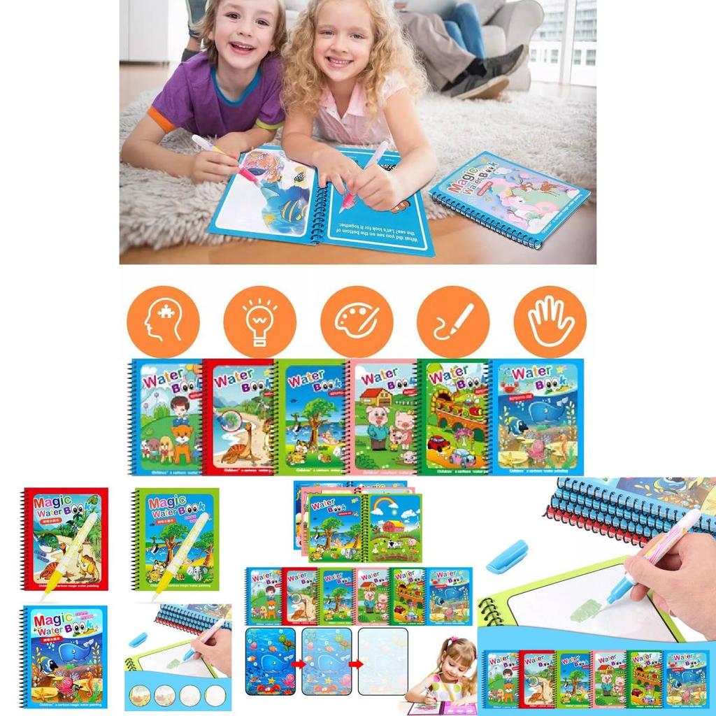 Colorful Reusable Water Painting Book For Kids With Fun Animal Designs For Creative Play