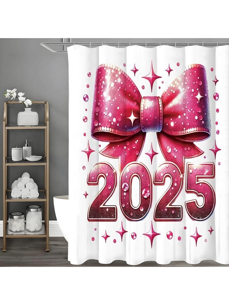 

Pink Bow Shower Curtain, Bathroom Decorative Shower Curtain, Waterproof With Hook Shower Curtain W60H190(CM)-1 Pcs