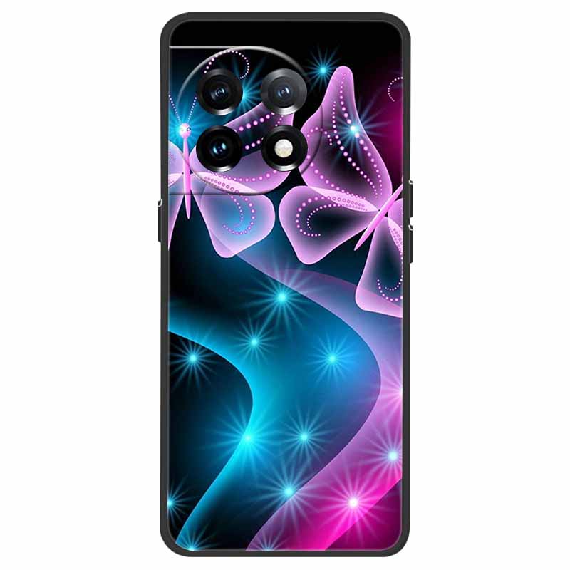 For OnePlus 11 5G Case One Plus 11R Flower Marble Black Bumper Soft TPU Silicone Cover for OnePlus 11 / 11R 5G Phone Cases Capas