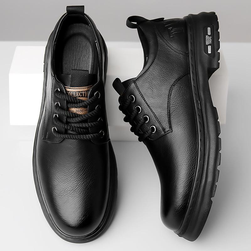 2024 Spring and Autumn New Men's Handmade Online Casual Leather Shoes Men's Retro Tooling Big Head Wear-resistant Lace-up Leather Shoes Men