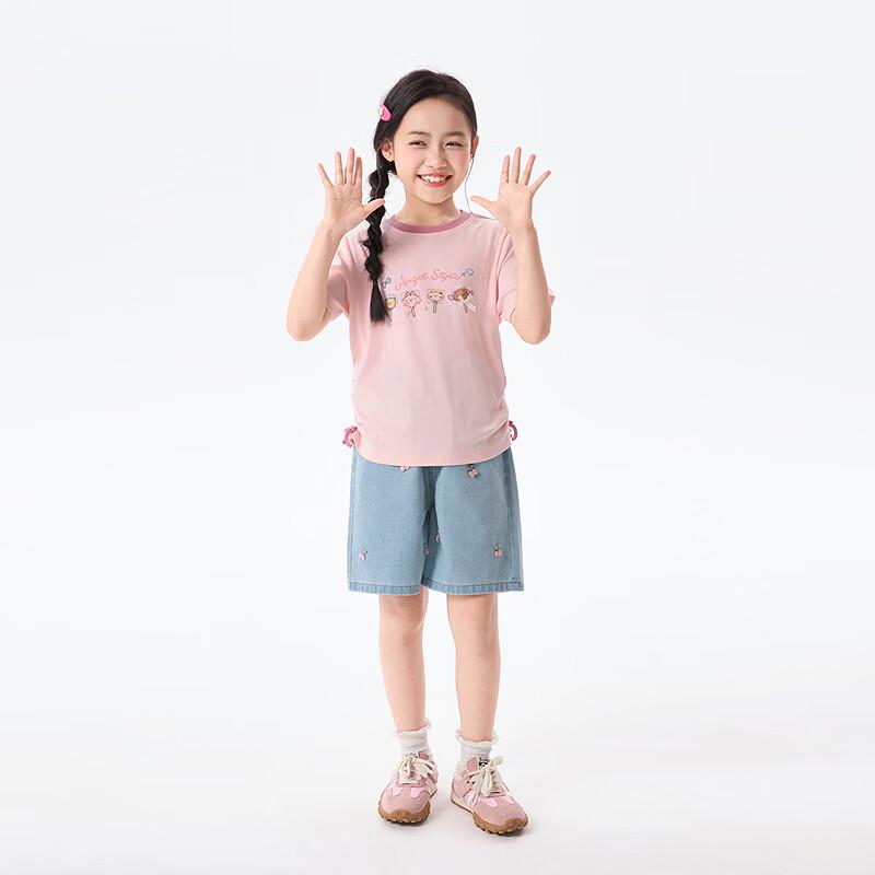 Little Yinman Girls' Pleated Round Neck Short Sleeve T-Shirt