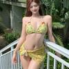 Charming Floral Three-Piece Resort Bikini Set for Women