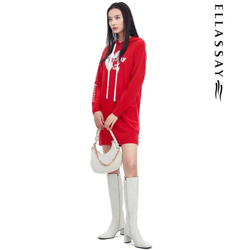 ELLASSAY Women's Hand-Painted Hooded Wool Cashmere Sweatshirt