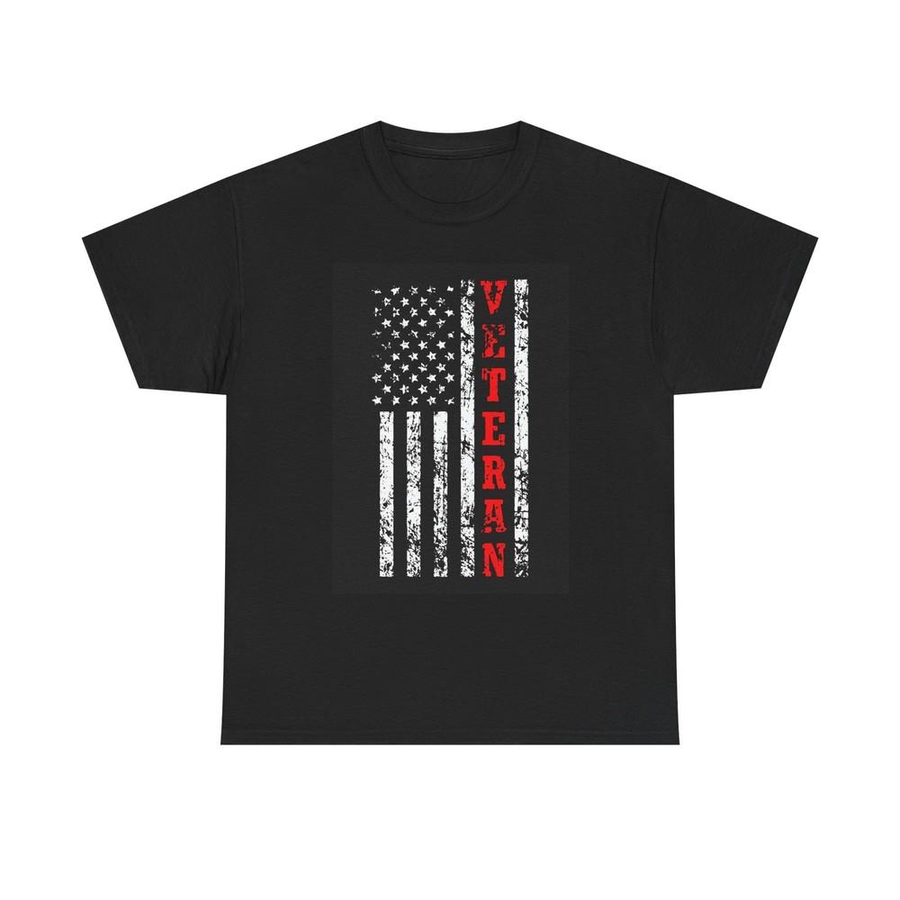 American Flag Veteran Graphic T Shirt Unisex Heavy Cotton Tee