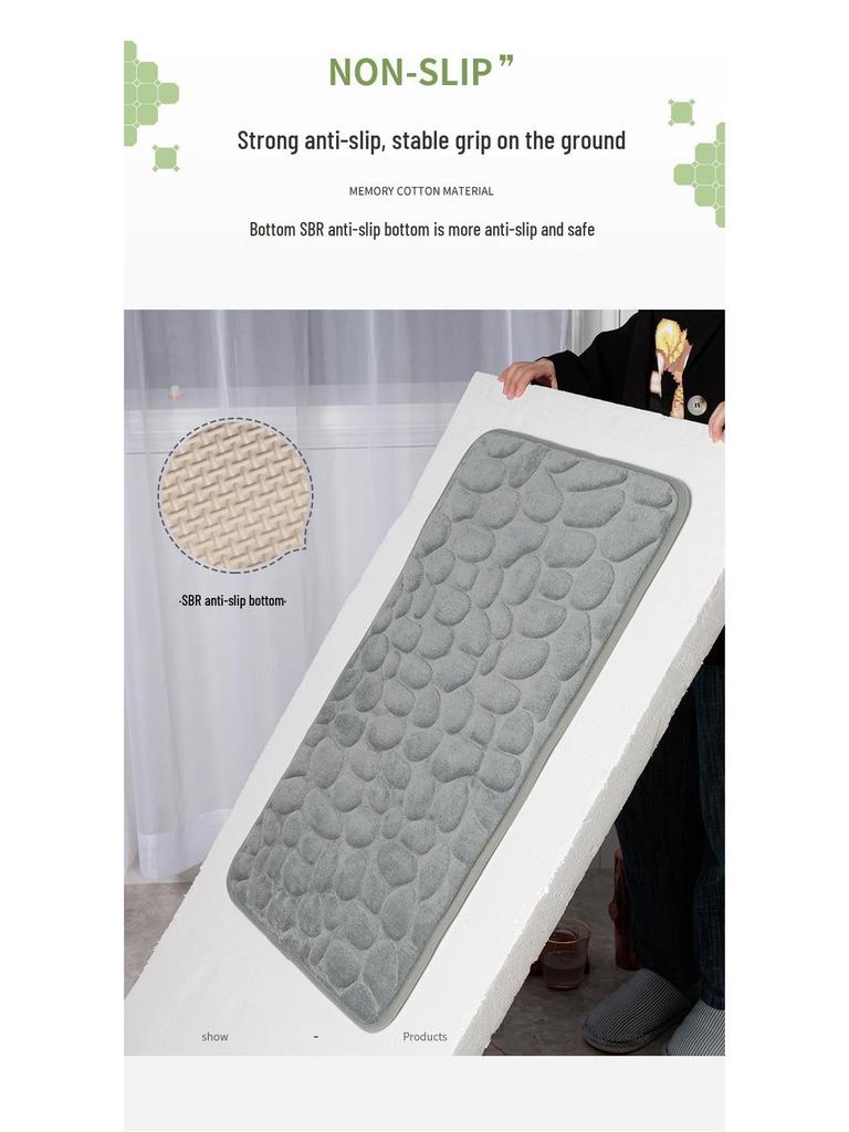 Popular Non-Slip Pebble Bathroom Mat for Toilet and Kitchen
