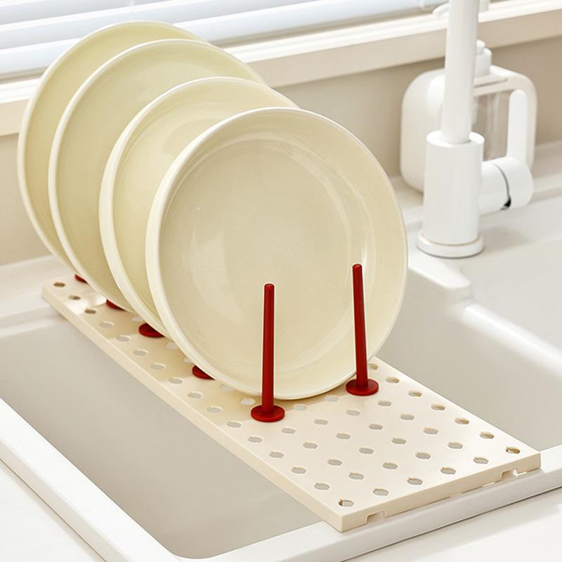 1pc Drawer Extendable Dishes Storage Rack Kitchen Adjustable Tableware Cup Draining Rack Bowl Plates Shelf Kitchen Organizer